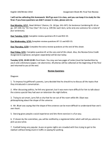 English 104/Winter 2014  Assignment Sheet #5: Final Test Review