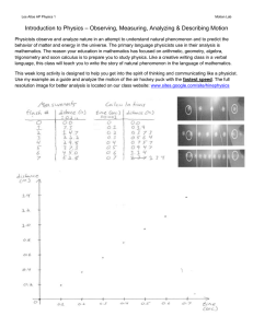 – Observing, Measuring, Analyzing &amp; Describing Motion Introduction to Physics