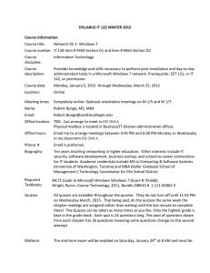 SYLLABUS IT 122 WINTER 2015 Course Information Course title: