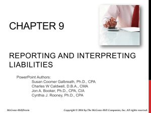 CHAPTER 9 REPORTING AND INTERPRETING LIABILITIES