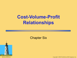 Cost-Volume-Profit Relationships Chapter Six Copyright © 2008, The McGraw-Hill Companies, Inc.