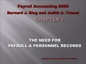 THE NEED FOR PAYROLL &amp; PERSONNEL RECORDS Payroll Accounting 2009