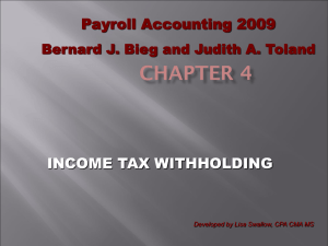 INCOME TAX WITHHOLDING Payroll Accounting 2009