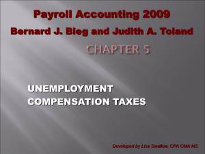 Payroll Accounting 2009 UNEMPLOYMENT COMPENSATION TAXES Bernard J. Bieg and Judith A. Toland