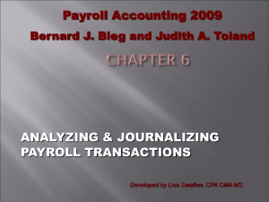 ANALYZING &amp; JOURNALIZING PAYROLL TRANSACTIONS Payroll Accounting 2009