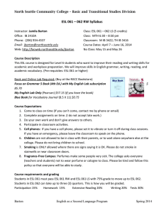 ESL 061 – 062 RW Syllabus