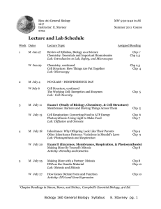 Lecture and Lab Schedule