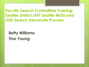 Faculty Search Committee Training: Seattle District/AFT Seattle MOU and Betty Williams