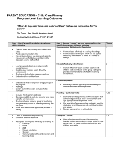 – Child Care/Phinney PARENT EDUCATION Program-Level Learning Outcomes