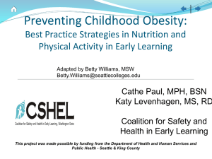 Preventing Childhood Obesity: Best Practice Strategies in Nutrition and