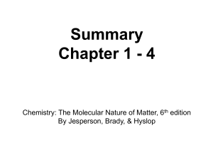 Summary Chapter 1 - 4 Chemistry: The Molecular Nature of Matter, 6 edition