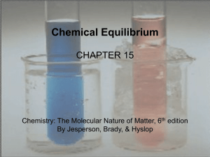 Chemical Equilibrium CHAPTER 15 Chemistry: The Molecular Nature of Matter, 6 edition
