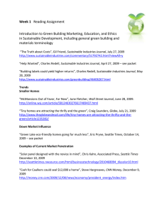 Week 1 Introduction to Green Building Marketing, Education, and Ethics