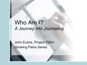 Who Am I? A Journey into Journaling John Evans, Project Editor
