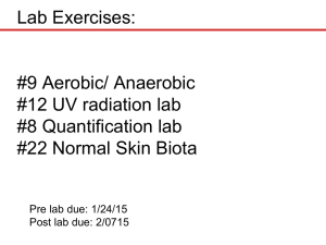 Lab Exercises: #9 Aerobic/ Anaerobic #12 UV radiation lab #8 Quantification lab