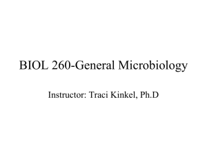 BIOL 260-General Microbiology Instructor: Traci Kinkel, Ph.D