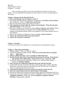 BIOL260 Study Guide for Exam #1 (Chapters 1, 3, 4 and 6)