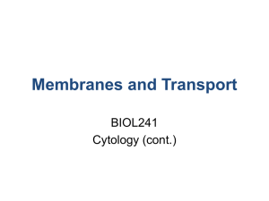 Membranes and Transport BIOL241 Cytology (cont.)