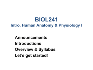BIOL241 Announcements Introductions Overview &amp; Syllabus