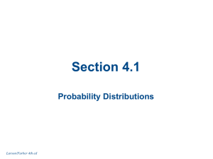 Section 4.1 Probability Distributions Larson/Farber 4th ed