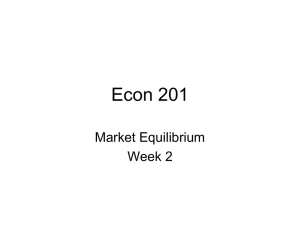 Econ 201 Market Equilibrium Week 2