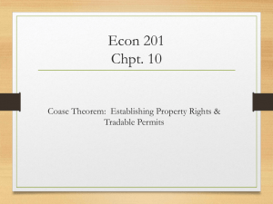 Econ 201 Chpt. 10 Coase Theorem:  Establishing Property Rights &amp; Tradable Permits