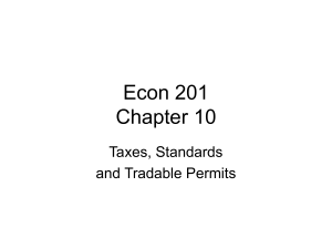 Econ 201 Chapter 10 Taxes, Standards and Tradable Permits