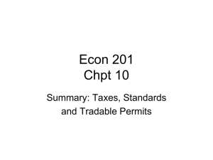 Econ 201 Chpt 10 Summary: Taxes, Standards and Tradable Permits