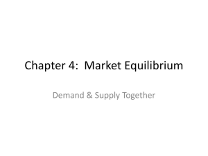 Chapter 4:  Market Equilibrium Demand &amp; Supply Together