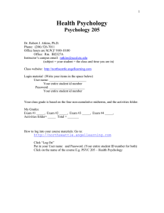 Health Psychology  Psychology 205