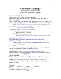 General Psychology  3416-PSYC&amp;100.H3-Fall 2015 Please print and read this syllabus