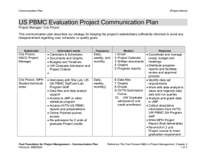 US PBMC Evaluation Project Communication Plan