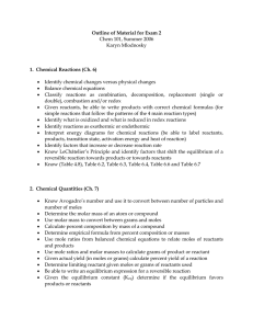 Outline of Material for Exam 2  Chem 101, Summer 2006
