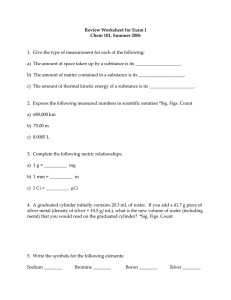 Review Worksheet for Exam I Chem 101, Summer 2006
