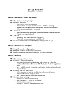 PSYC 100 Winter 2013 Exam 2 Review Outline