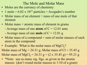 The Mole and Molar Mass