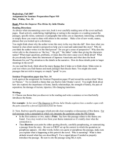 Beginnings, Fall 2007 Assignment for Seminar Preparation Paper #10