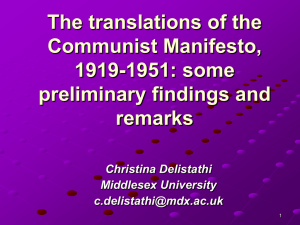 The translations of the Communist Manifesto, 1919-1951: some preliminary findings and