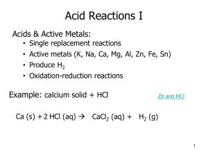 Acid Reactions I Acids &amp; Active Metals: