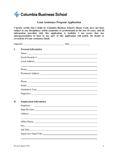 Loan Assistance Program Application