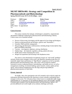 MGMT B8536-001: Strategy and Competition in Pharmaceuticals and Biotechnology
