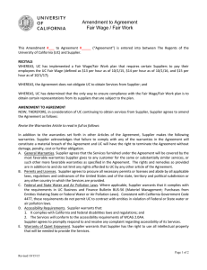 Amendment to Agreement Fair Wage / Fair Work