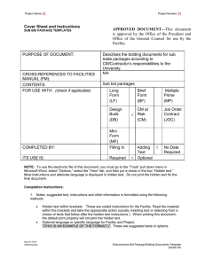 PURPOSE OF DOCUMENT: Describes the bidding documents for sub