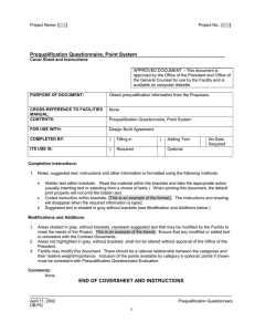 Prequalification Questionnaire, Point System