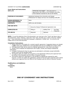 APPROVED DOCUMENT – This document is Cover Sheet and Instructions