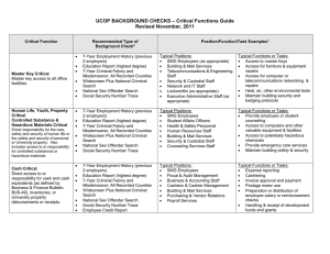 – Critical Functions Guide UCOP BACKGROUND CHECKS Revised November, 2011