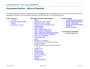 Procurement Services – Library of Provisions