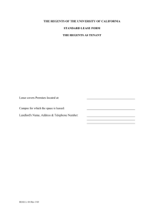 THE REGENTS OF THE UNIVERSITY OF CALIFORNIA  STANDARD LEASE FORM