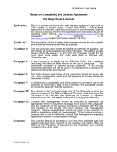 Notes on Completing the License Agreement The Regents as Licensor
