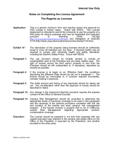 Internal Use Only Notes on Completing the License Agreement